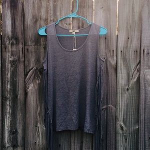 Ya LOSANGELES light gray fringe tank top